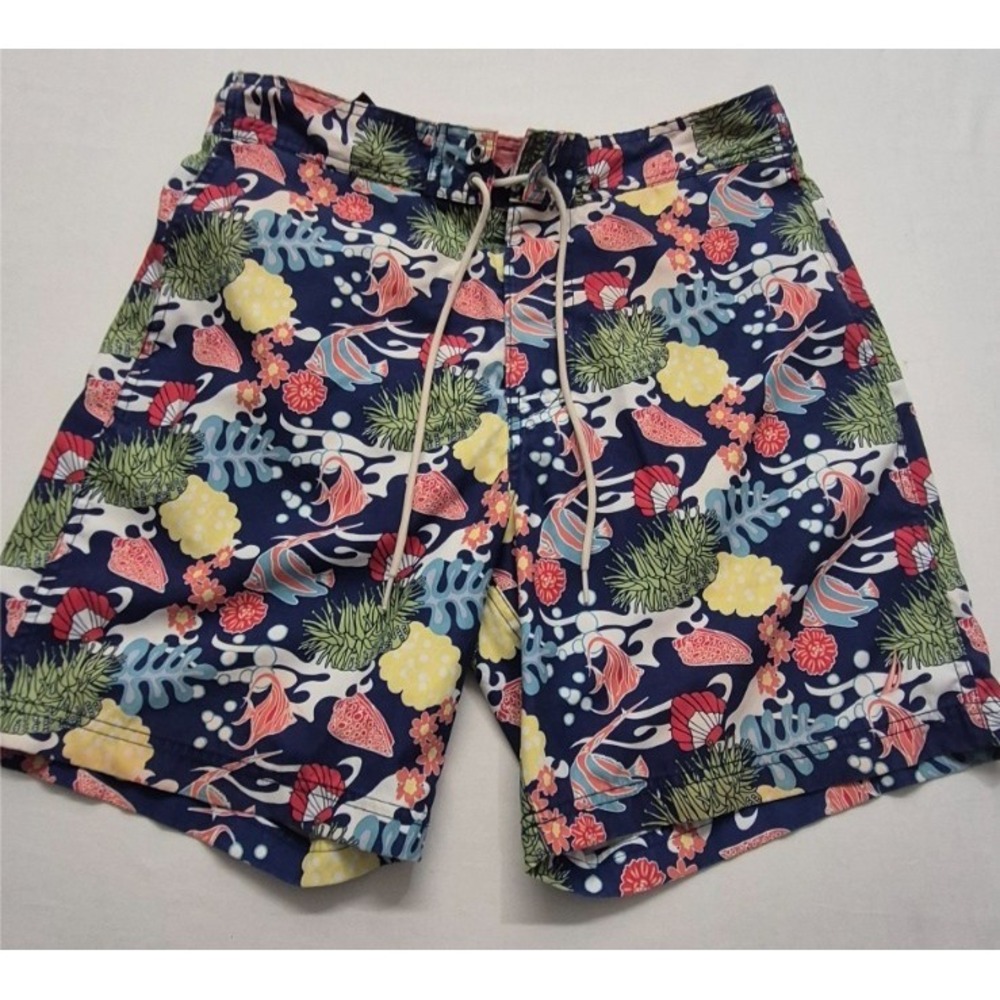 Nautica men's multicolored board shorts Medium coral fish‎ lined drawstring